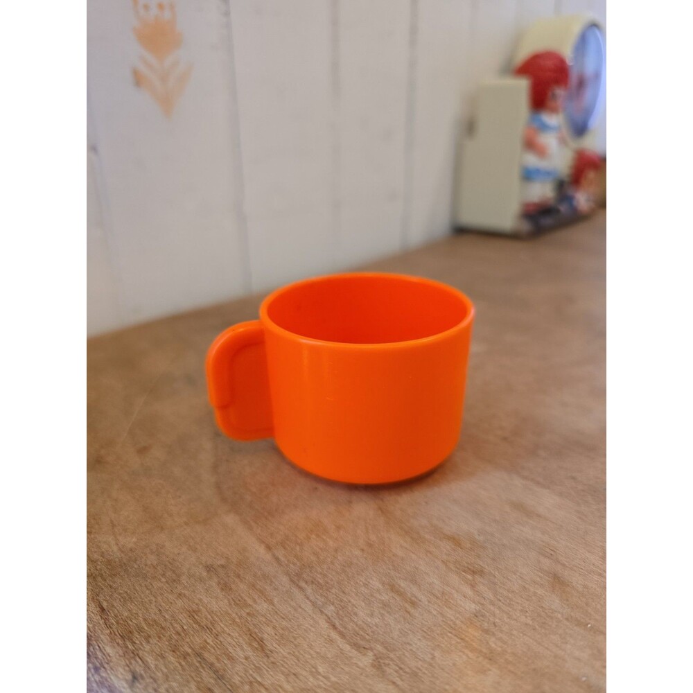 Vintage Little Tikes Single Plastic Mug Neon Orange Play Kitchenware Cup